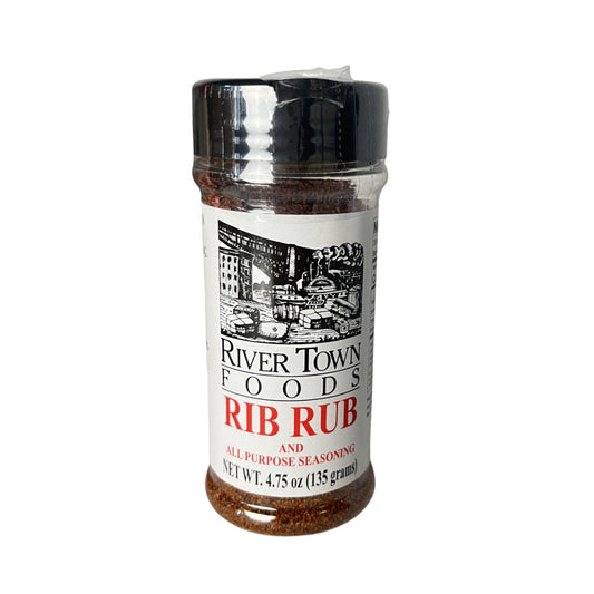 River Town Foods Rib Rub seasoning container on a white background