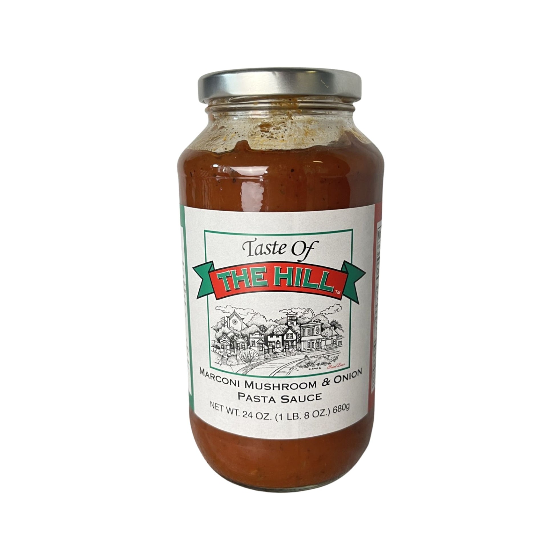 Jar of 'Taste of the Hill' pasta sauce on a white background