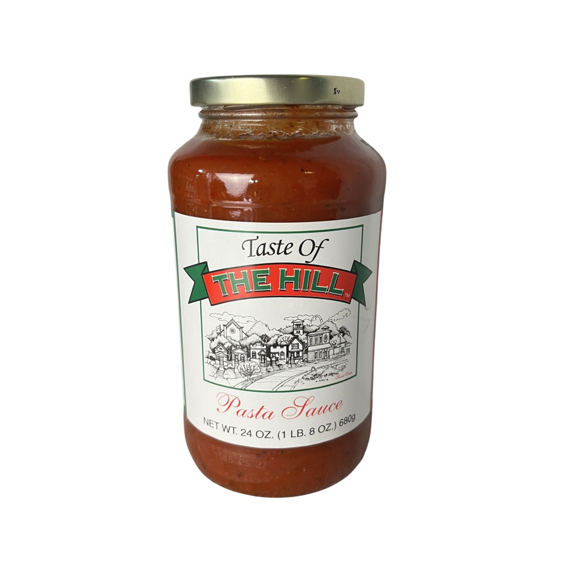 Jar of Taste of the Hill pasta sauce on a white background
